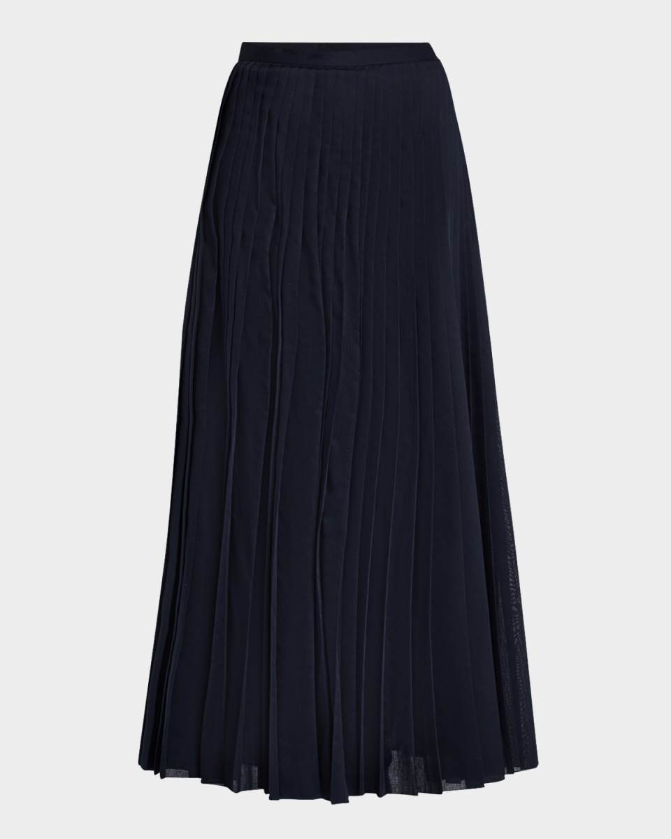 Pleated Muslin Maxi Skirt